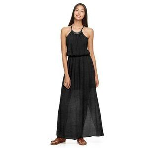 NEW Halter Sundress Maxi Dress Size Small Juniors Black by Lily Rose Kohls